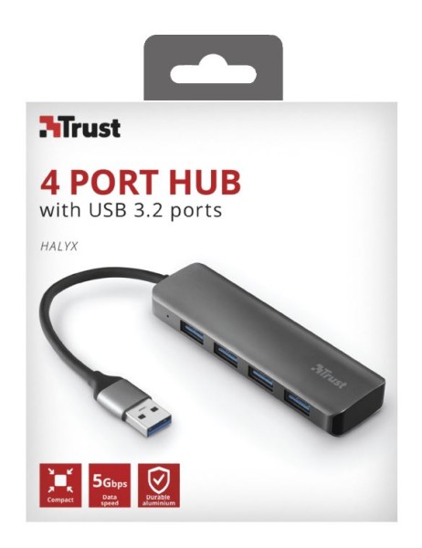 Trust HALYX 4 Port USB 3.2 Gen 1-Hub (USB 3.0) Silber