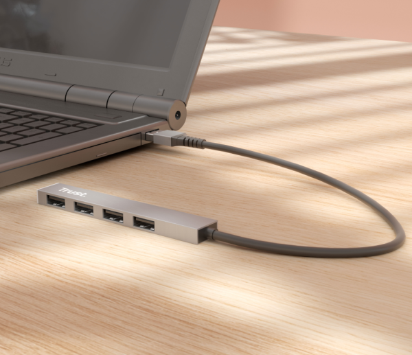 Trust Mini-USB-Hub aus Aluminium mit 4 Anschlüssen