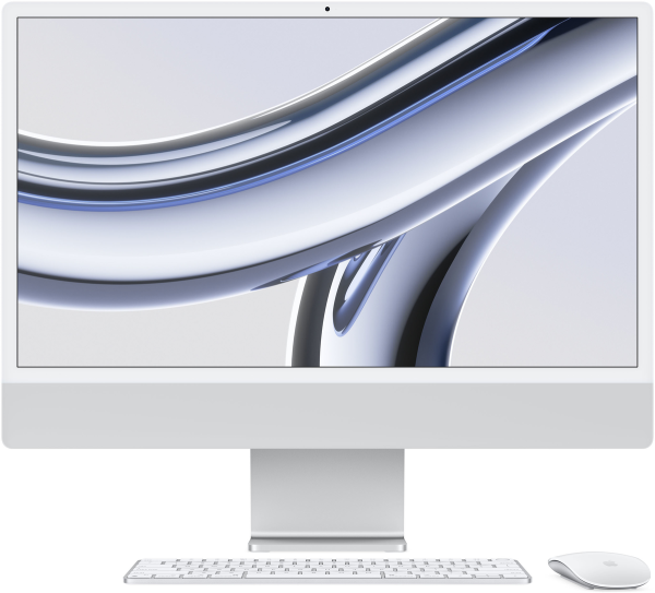 Apple iMac 24 Retina 4.5K (M3, 2023) 61 cm (24 Zoll) Silber Apple M3 8-Core CPU 8 GB RAM 256 GB SSD